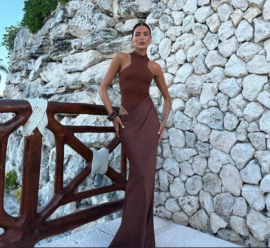 

2024 Лето/Осень Без Рукавов Тонкий Ажурный Двухсекционный Длинный Платье Medium