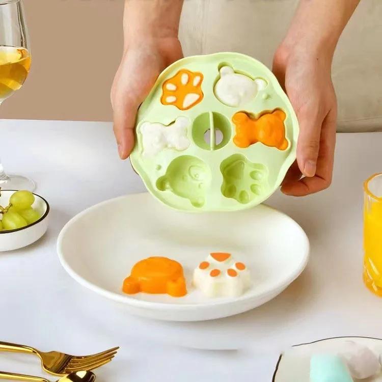 Cat's Paw Steam Cake Silicone Molds Cartoon Bear Ice Cube Silicone Mould Baby Complementary Food Silicone Mold Kitchen Accessory