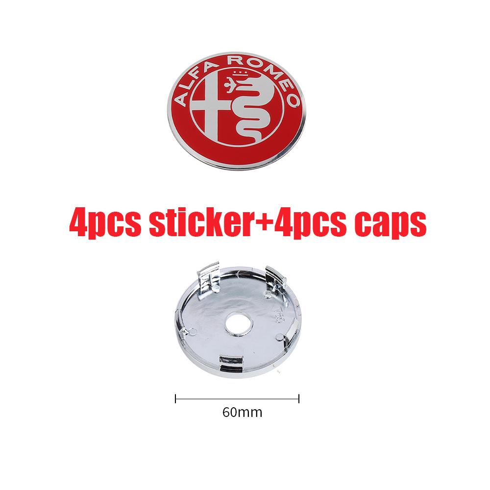 4Pcs 56/60MM Car Wheel Center Hub Caps For Alfa Romeo Giulia Stelvio Giulietta 156 159 147 Mito Tonale GT 166 Logo Sticker Cover