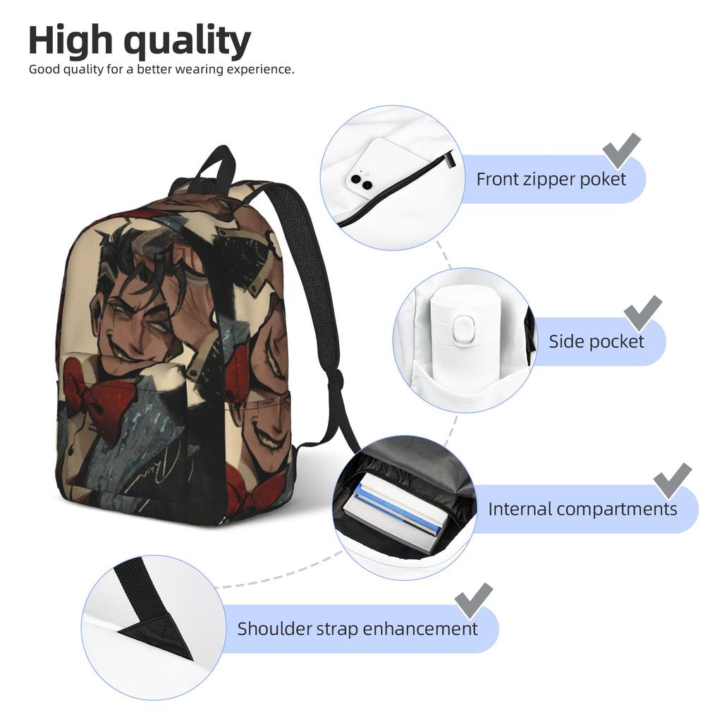 R-Radiostatic Vox Alastor Backpack for Men Women Teenage Student Hiking Travel Daypack Laptop Computer Shoulder Bag Lightweight