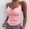Damen Neckholder-Trägertop mit seitlichem Tunnelzug und Raffung, figurbetont, lässig, Sommer-Camisole, in mehreren Farben erhältlich