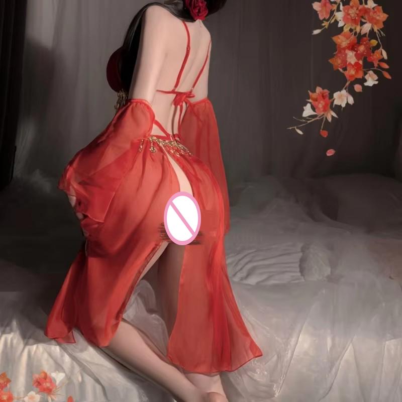 Sex Underwear Exotic Princess Retro National Passion Lingerie Sexy Temptation Hanfu Fairy Gauze Night Dress Uniform Pajamas Set