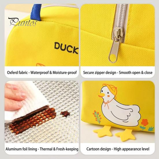 Reusable Lunch Essentials for Adults Yellow Duck Insulated Bag, Durable Waterproof Oxford Cloth Thermal Lightweight Travel Meal Carrier Tote,