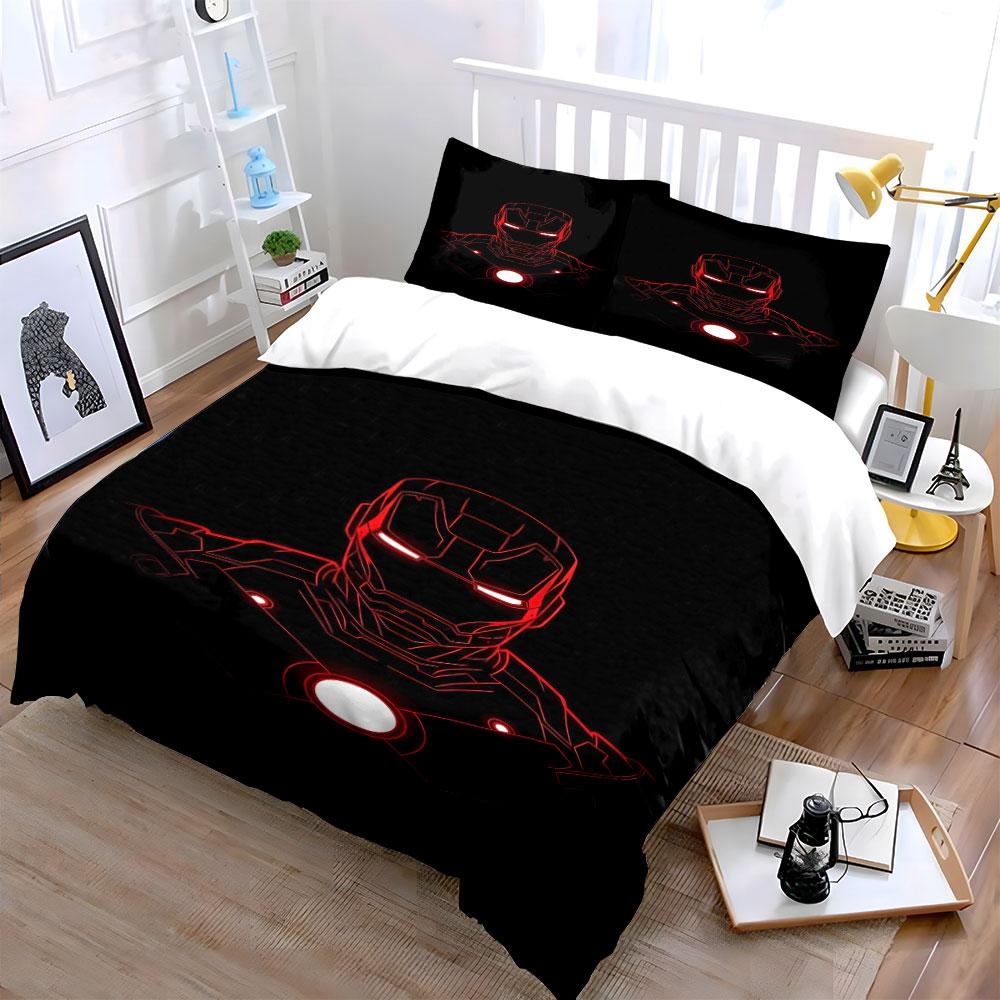 Red Iron Man Helmet. Bedding Sets Duvet Cover Sets Duvet Covers Pillowcases(1 * Duvet Cover 2 * Pillowcases, Without Duvet Insert)