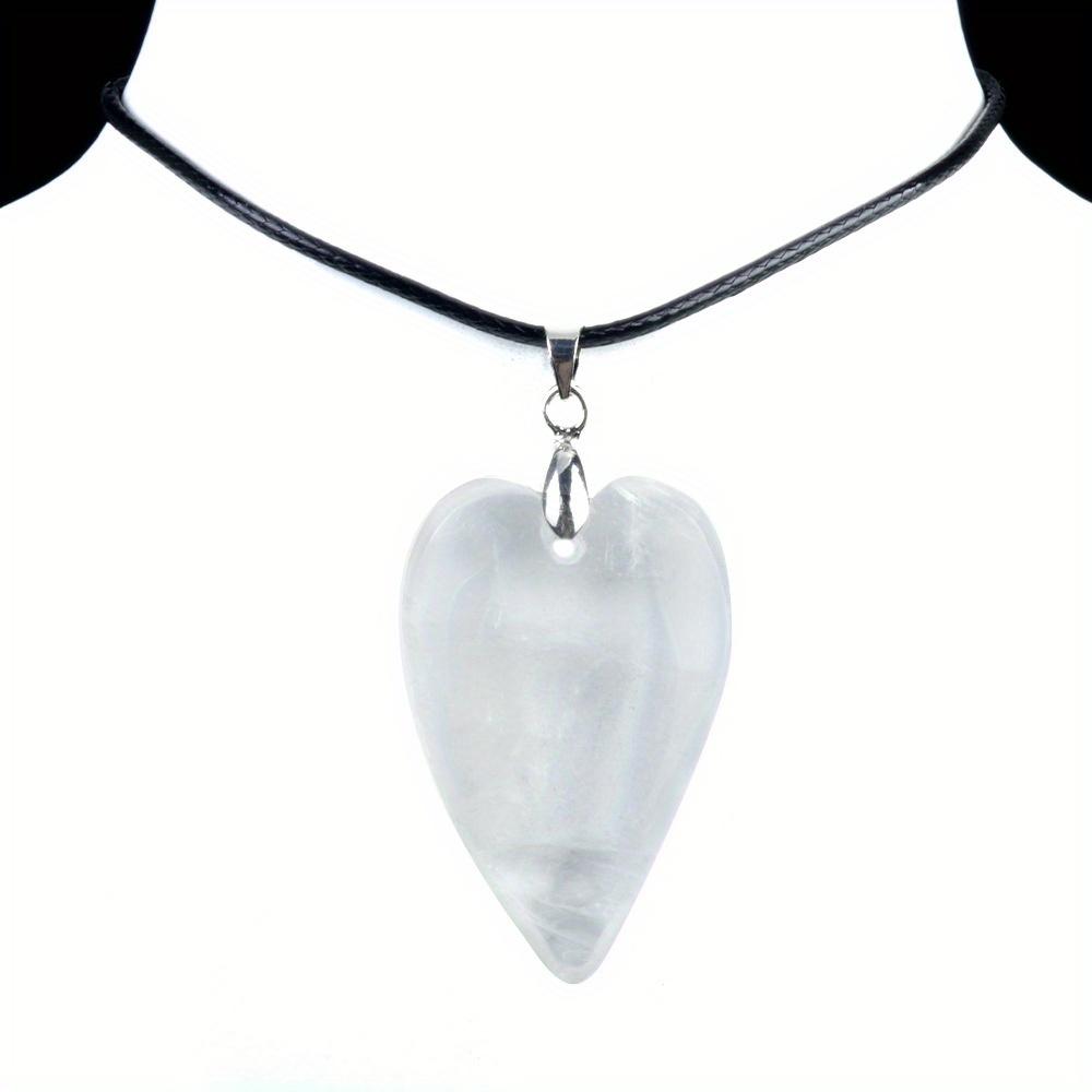 Long Heart Stone Pendant Natural Crystal Arrowhead Amethyst Crystal Charms For Necklace Stainless Steel Chain Women Jewelry new