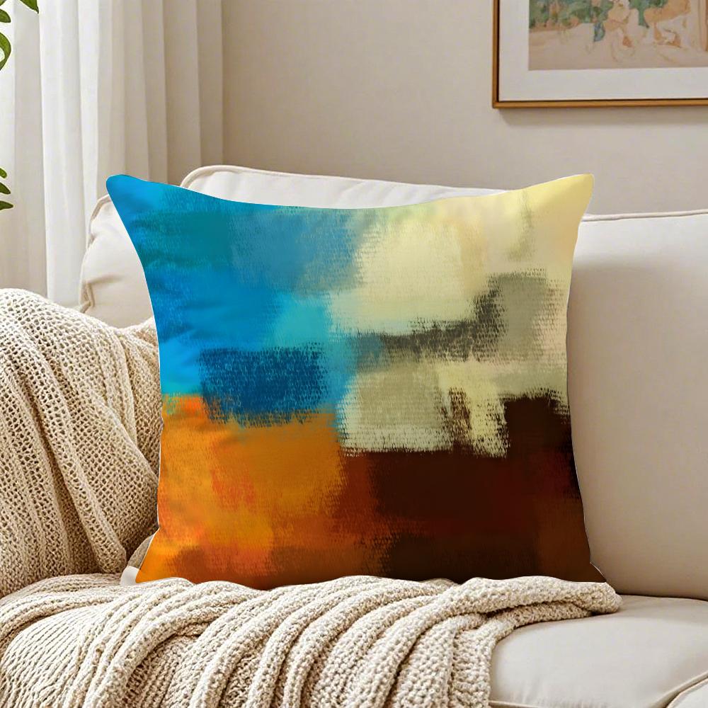Modern Brushstroke Grunge Paint Pattern Pillow Case Double-Sided Plush Sofa Cushion Covers Organic Breathable Invisible Zipper