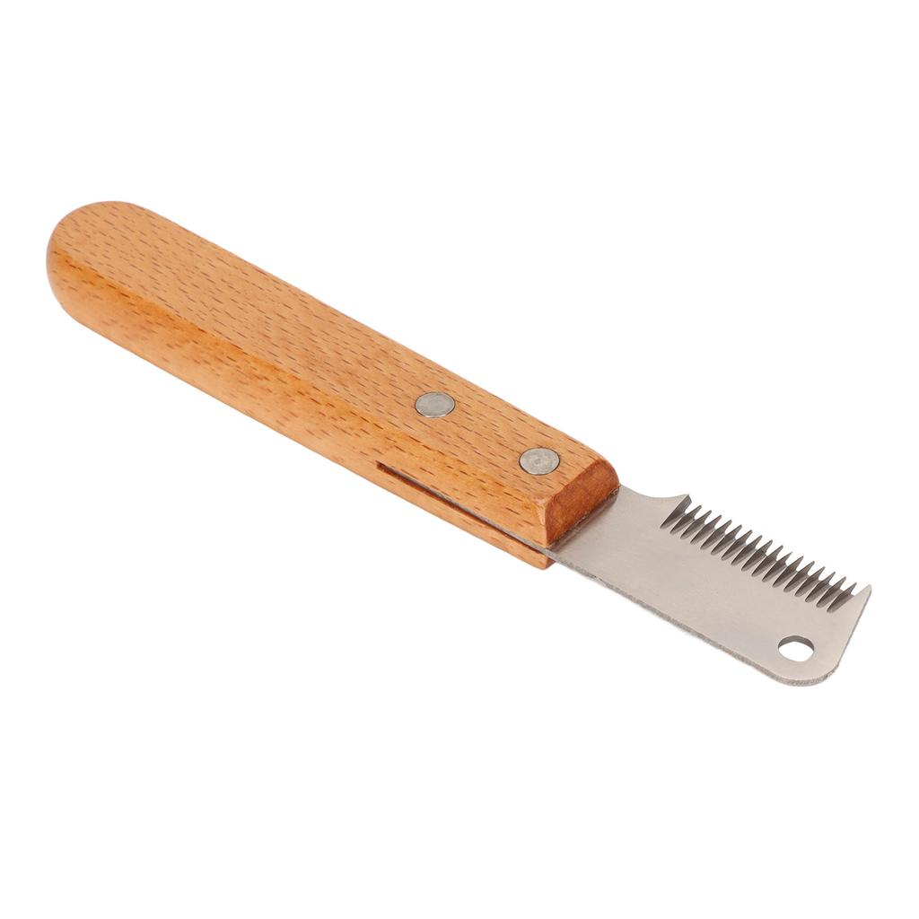 Dog Stripping Knife Wooded Handle Remove Floating Hair Comfortable Professional Pet Grooming Tool