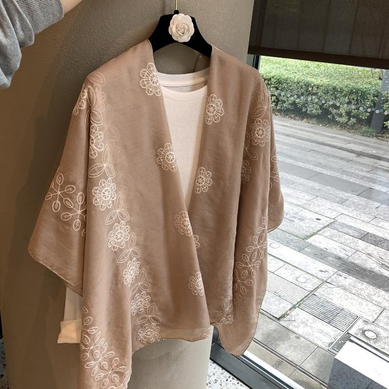 Women S Sun Embroidered Thin Scarf For Spring Autumn Travel Sun Protection