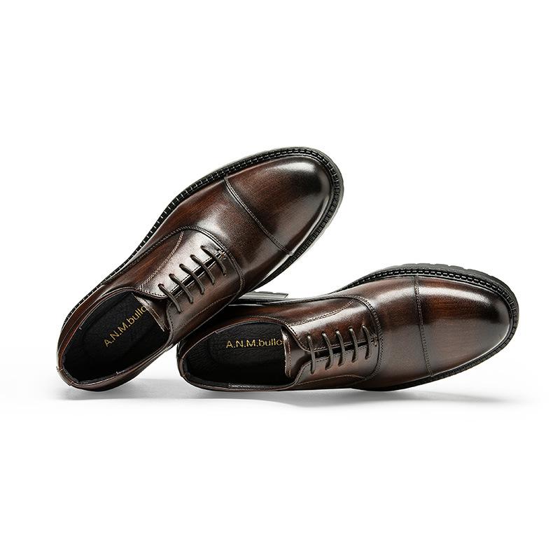 Leather shoes men's formal thick-soled three-joint Oxford shoes cowhide heightening men's shoes