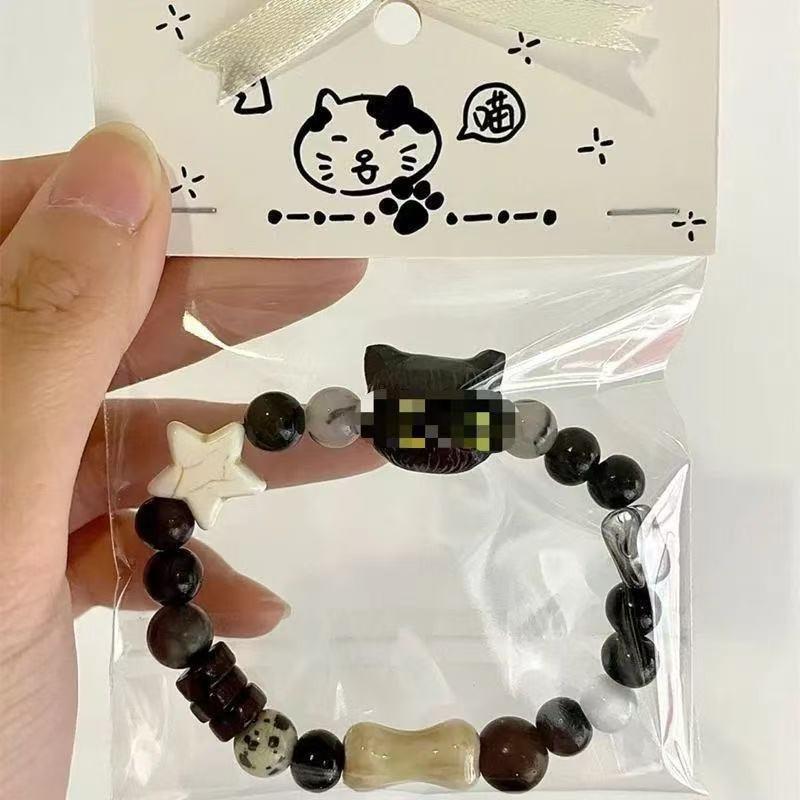 Cute Cat Chinese Style Couple Bracelet Hand Rope For Student Gift