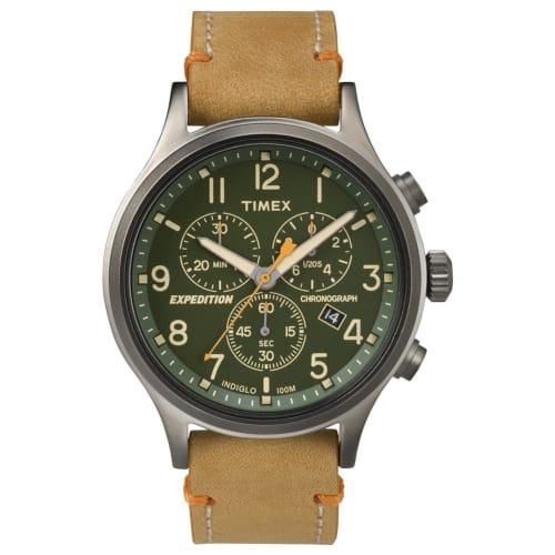 

Мужские часы-хронограф Timex TW4B04400 Expedition Scout с коричневым кожаным ремешком