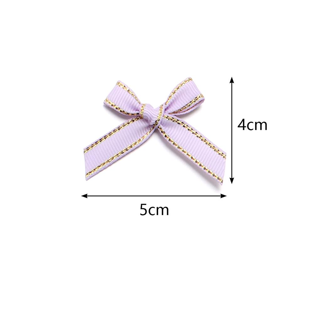30pcs 4*5cm Polyester Satin Ribbon Bows Colourful Golden-edged Bowknots For Christmas Party DIY Clothing Headwear Gifts Decor