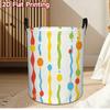 1pc Foldable Portable Round Clothes Hamper Basket with Wavy Stripes & Round Pattern - Sturdy Suitable for Laundry Storage, Space-Saving, Carry Handle 