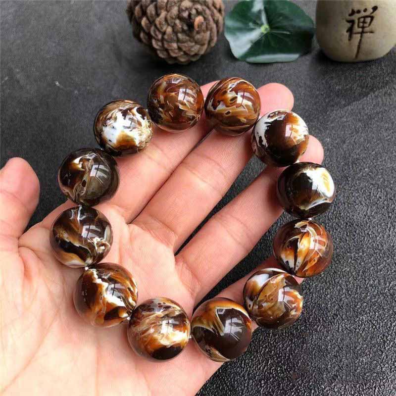 Natural Amber & Burmite Root Amber Beaded Bracelet Unisex Couple Matching Jewelry Gift