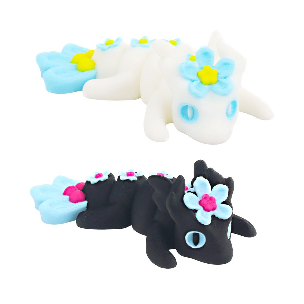 3D Printed Mini Flower Dragon Model, Creative Multi-Color Cute Sculpture Desktop Decoration, Collectible Gift