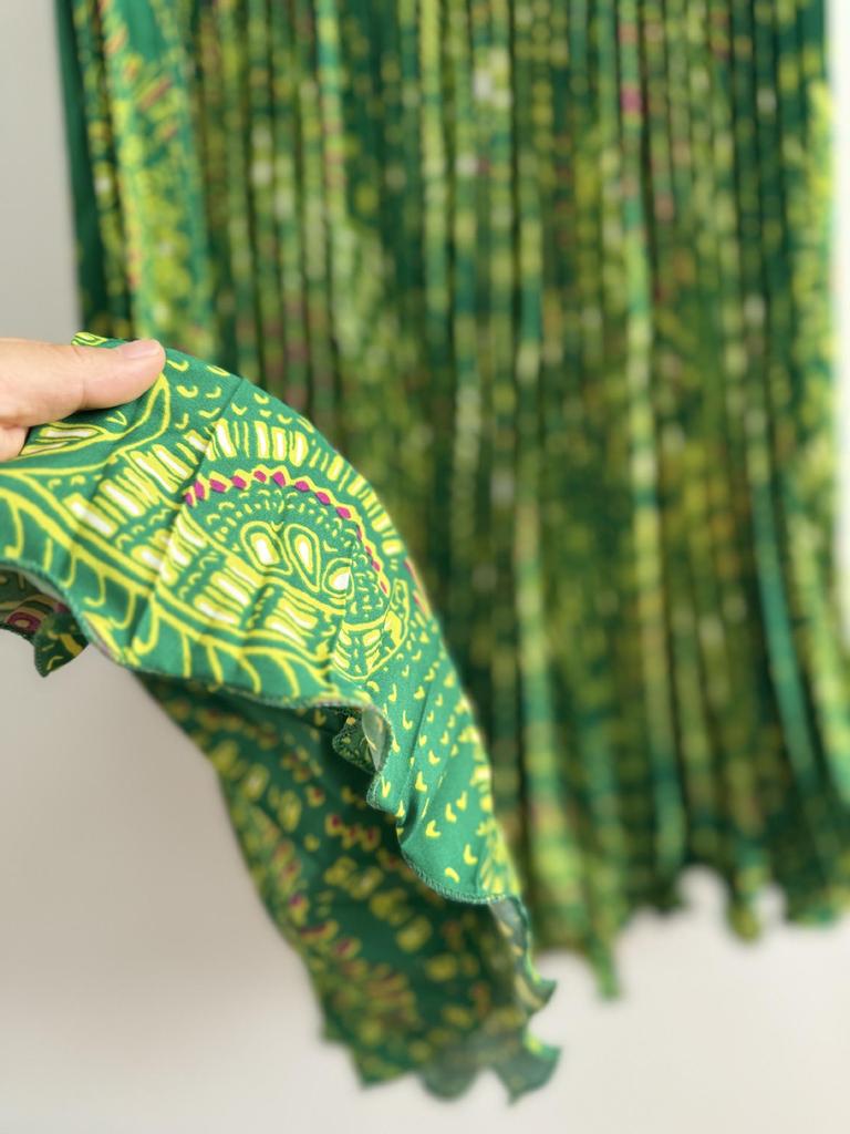 Klassischer A-Linien-Midi-Plisseerock mit vielseitigem Druck für Damen