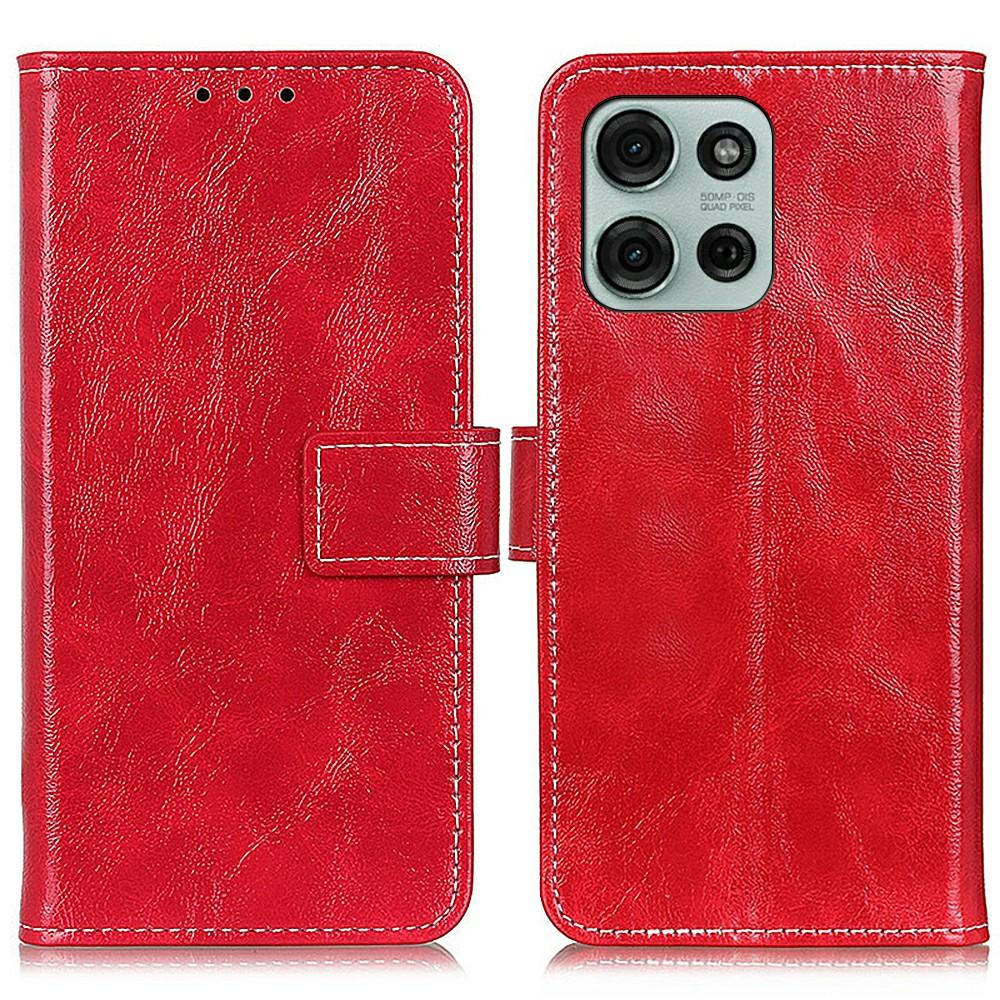 

For Motorola Moto G75 5G Leather Case Wallet Phone Cover Crazy Horse Texture B