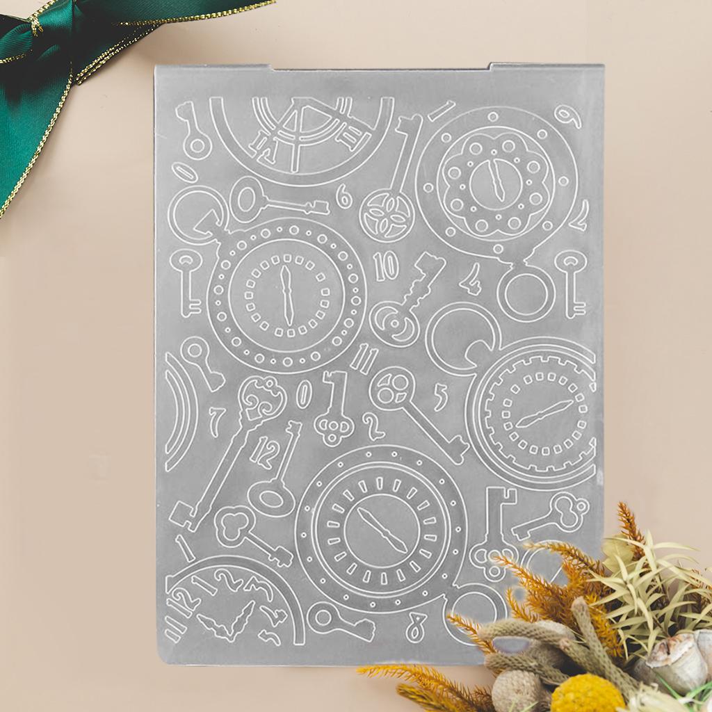 Clock for Key Uneven Embossing Folder 3D TPR Decorative Embossing Stencil for Cr
