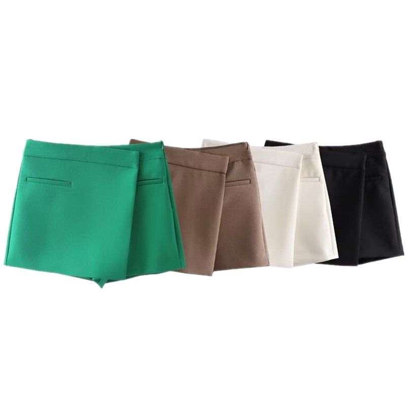 Fall 2024 High Waist Slim Looking Sheath A- line Skirt Women's Commute Leisure Asymmetric Culottes 4 Colors 7385597