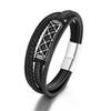 Stainless Steel Magnetic Clasp Bracelet Men Hip Hop Style Geometric Design Adjustable Length