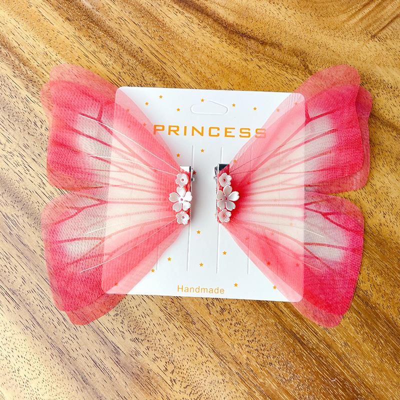 

New Kids Super Fairy 3D Tulle Big Butterfly Hair Clips Elegant Dancing Style Ancient Style Hair Accessories for Little Girls