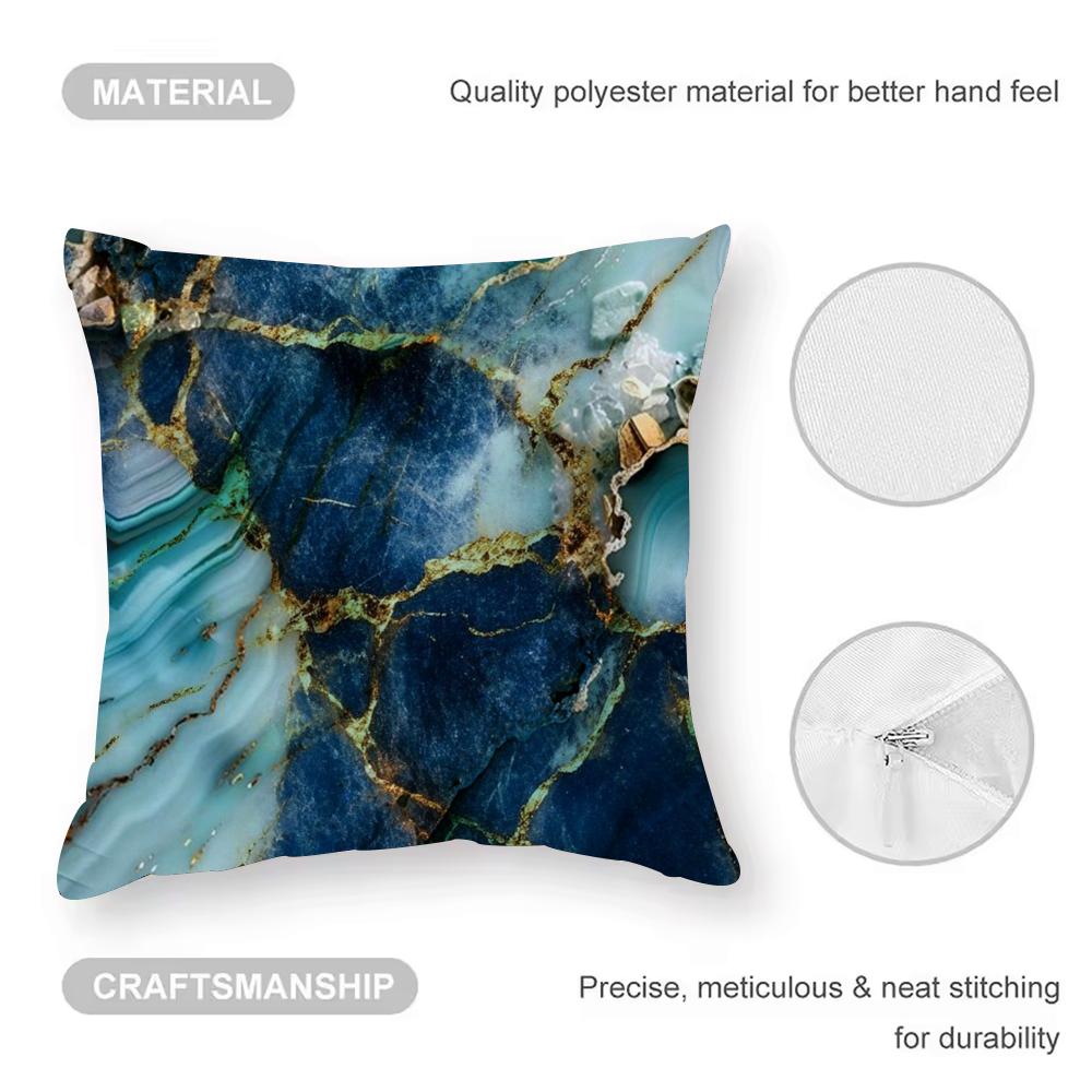 Marble Texture Cushion Cover Anti-dustmite Pillowcase Invisible Zipper Silky Short Plush Sofa Cushion Cover