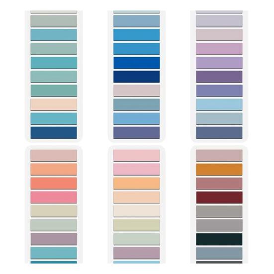 Translucent Index Labels 6Pcs/Set Assorted Color Tabs, Writable Repositionable Colorful Sticky Reusable Tabs Morandi Colored Book Page Marker