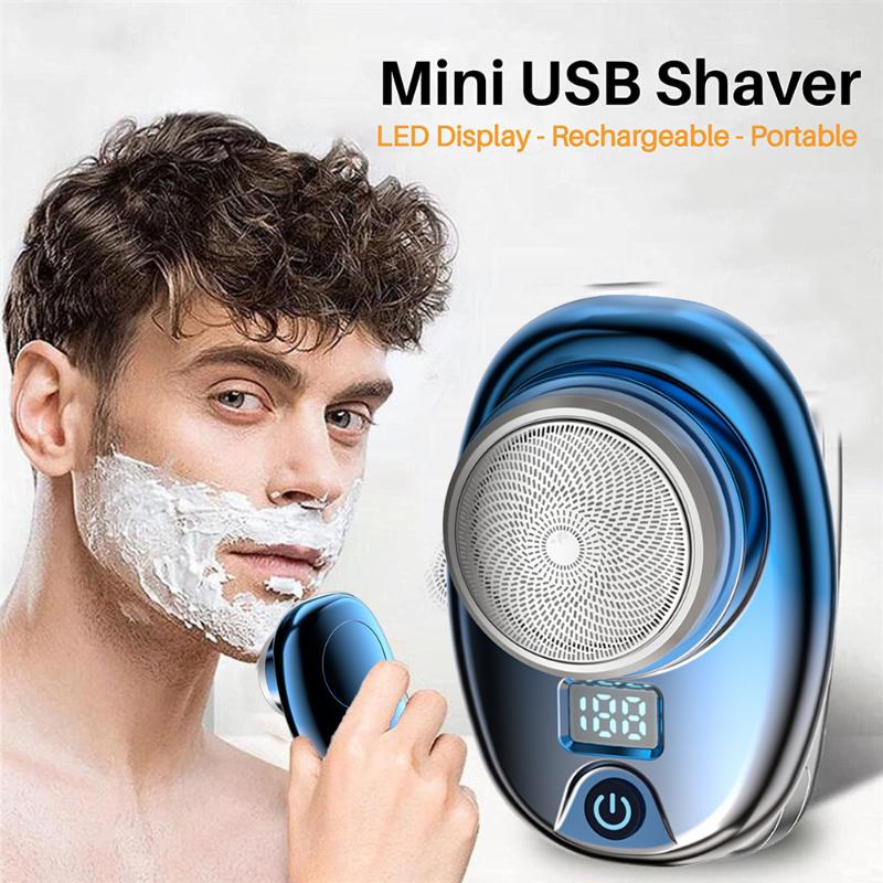Mini elektrický cestovný holiaci strojček pre mužov vreckový, umývateľný, nabíjateľný, prenosný bezbolestný akumulátorový zastrihávač, nožík, žiletka na tvár