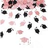 200PC Black Rose Gold Grad Cap Graduation Confetti for Table Glitter Graduation Hat Table Scatter for Class of 2026 Grad Party Decorations