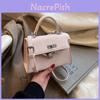 Solid Colored Pu Hand Bag For Women With Lock Closure And Inner Zipper Pocket For Daily Use