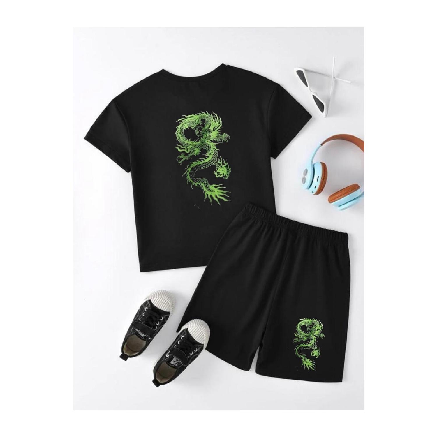 

Черная девочка, ребенок, ребенок, шорты с принтом дракона, команда 7-8 Yaş чёрный