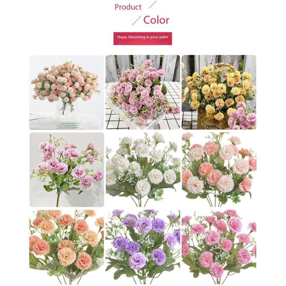 20-Branch Simulated Carnations Artificial Flowers Tassels Silk Plastic Realistic Carnation for Bouquet Home Decor