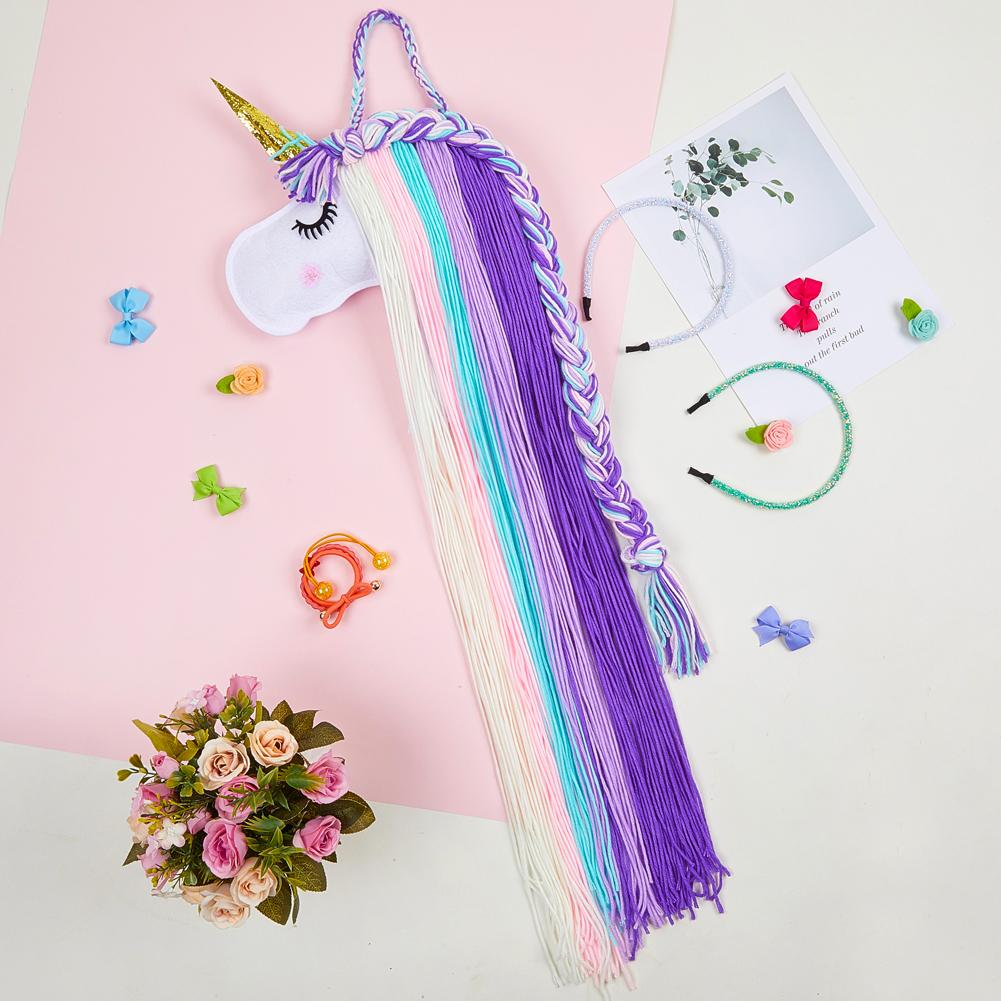 Felt Unicorn Ornament Children'S Hair Clip Decor Wall-Mounted Hair Accessory Organiser Wall-Mounted Hair Accessory Storage Strip