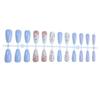 24 Pcs Simple Artificial Nail Long Shape Full Cover False Nail Glossy Stick on Nail Flowers Press On Nail