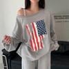New Arrivals Open Run Women Oversized Unbalanced One Shoulder Print Puff Autumn