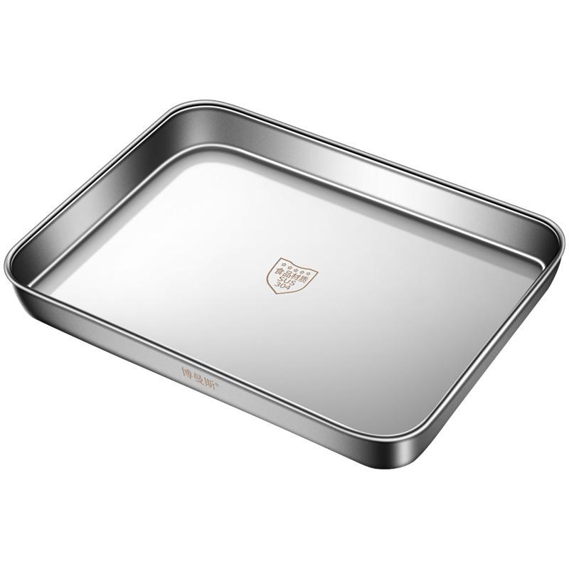 304 Stainless Steel Rectangle Tray Presentation Metal Food Serving Plate Rice Noodle Pan Home Dishes Storage Organizer
