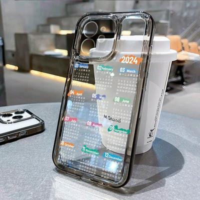 2024 Calendar Phone Case For iPhone 15 Pro Case iPhone 14 Pro Max 13 12 11 XR XS X 7 8 15 Plus SE Shockproof Bumper Soft Cover