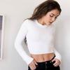 Sexy Black Cotton Women's Clothing O-Neck Long Sleeve Navel Autumn Base Women's Clothing Fashion Casual Ropa Mujer