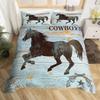 Cowgirl Horse Duvet Cover Set King Romantic Butterfly Bedding Set Farm Animal Comforter Cover Western Tribal Boho Quilt Cover