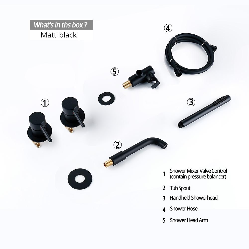 

Смеситель для душа, душевой комплект, горячая и холодная вода, двухходовой смеситель для душа, твердая латунь, с изливом для ванны 150 мм/210 мм/260 мм, комплект для смешивания душа 150mm