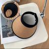 New Summer Sun Protection Hat UV Headband Straw Woven Empty Top Big Brim Showing Face Small Straw Hat