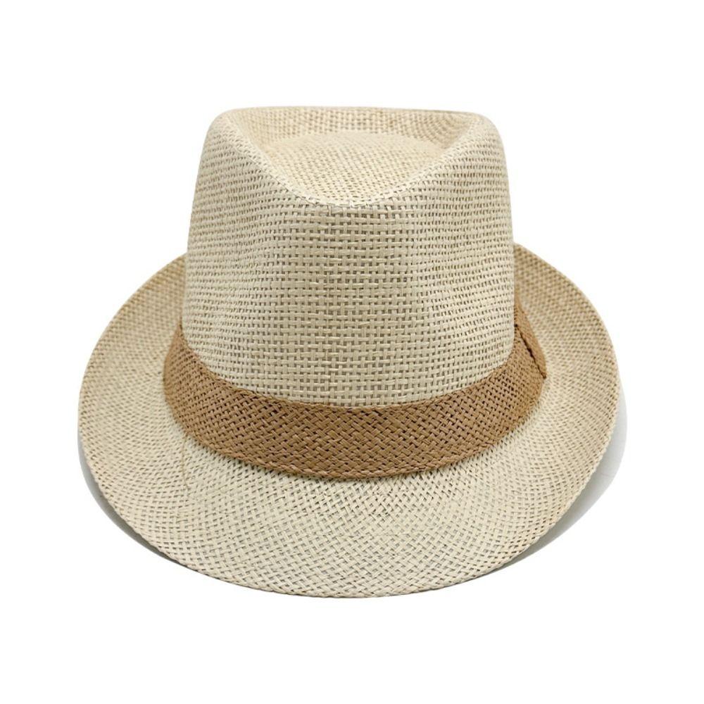 Vintage Cowboy Jazz Cap Wide Brim Panama Cap Elegant Men Straw Hat  Holiday