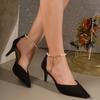 Black pearl stiletto high heels women's etiquette with skirt suede versatile light mouth single shoes women's sexy one-word buckle