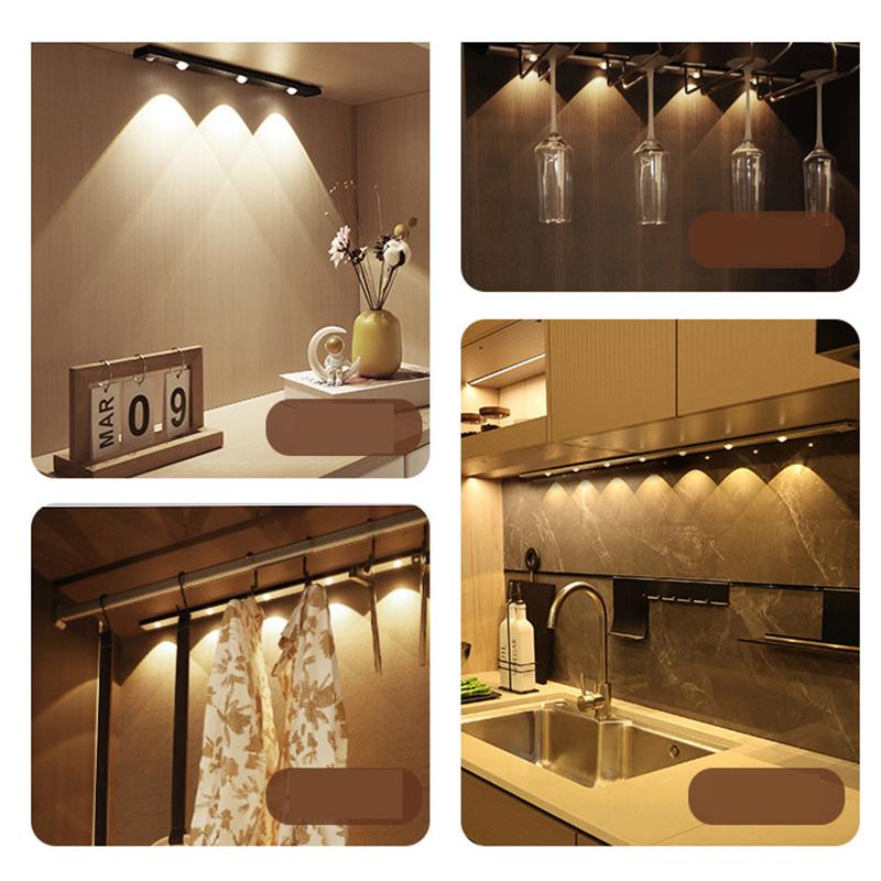 Ultradünnes wiederaufladbares Bewegungssensor-Unterbaulicht USB-LED-Licht Küchenschrank Schlafzimmer Kleiderschrank Innenlichtleiste
