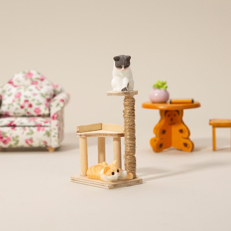 1: 12 Dollhouse Home Furnishings Mini Cat Toy Furnishings Cat Climbing Rack
