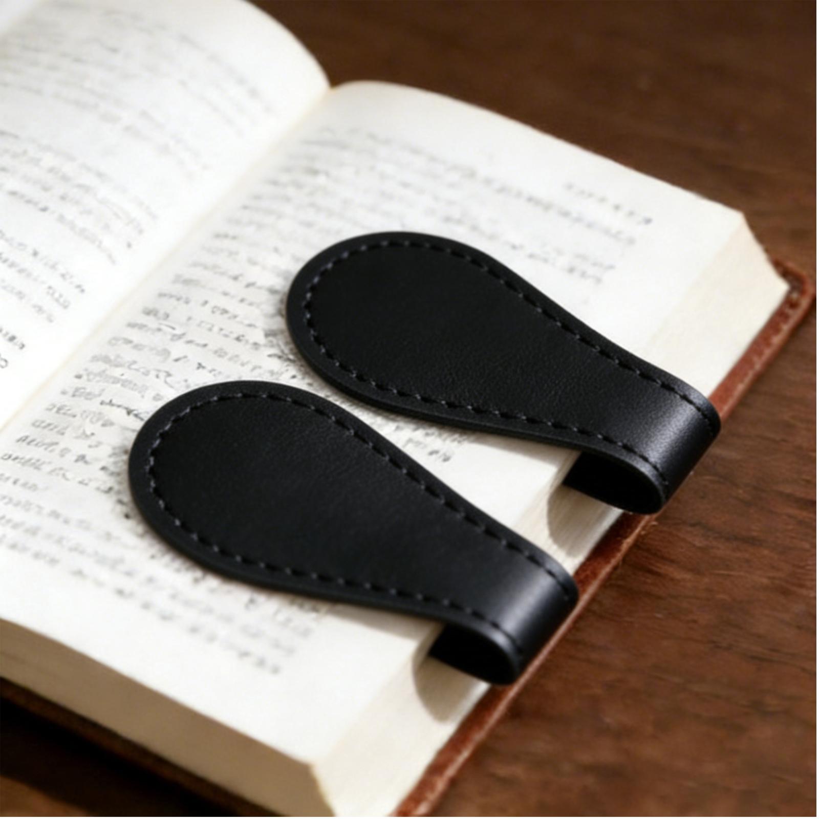 Retro Magnetic Leather Bookmark, Double-ended Positioning Leather Magnetic Bookmark, Bookmark Accessory One Size чёрный