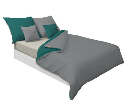 Double-sided Satin Bedding 160x200 + 2x70x80 But. Green/dark Gray Matex