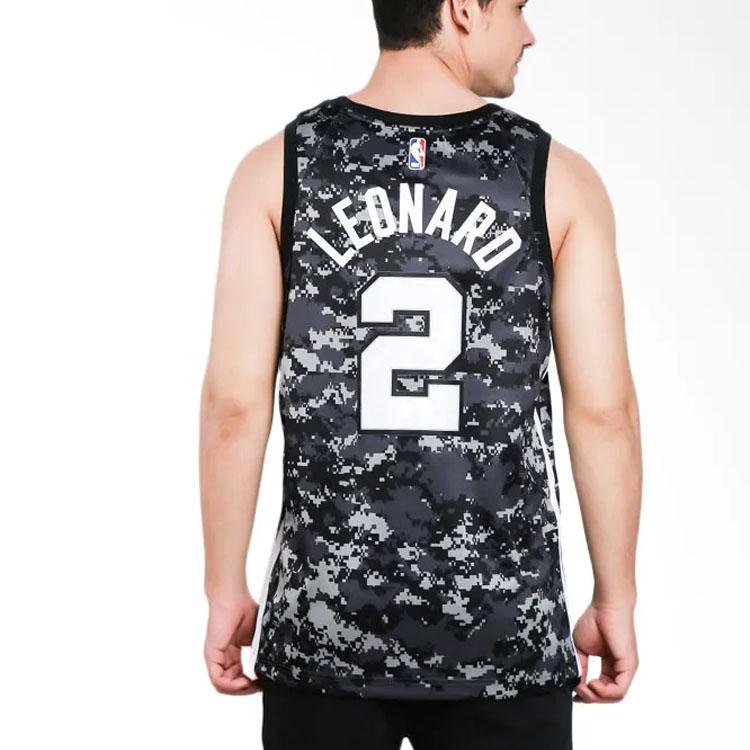Nike NBA Fan Edition Letter And Number Print Basketball Vest - Spurs Leonard No. 2 Unisex Tops Black 912153-010