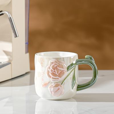 Relief Single Cup Pastoral Style Ceramic Cup Simple Office Drinking Cup Girls Cute Cup Souvenir Mug