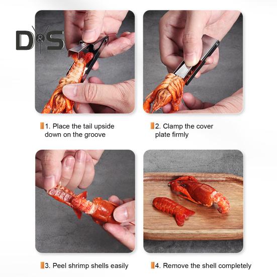 Crayfish Shell Opener Stainless Steel Fast Sheller Tool for Clean Hands Efficient Serrated Design Shrimp Tail Cutter Seafood Lovers Kitchen Gadget